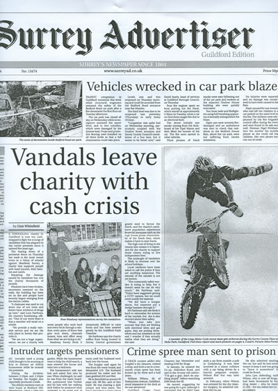 Surrey Advertiser, front page